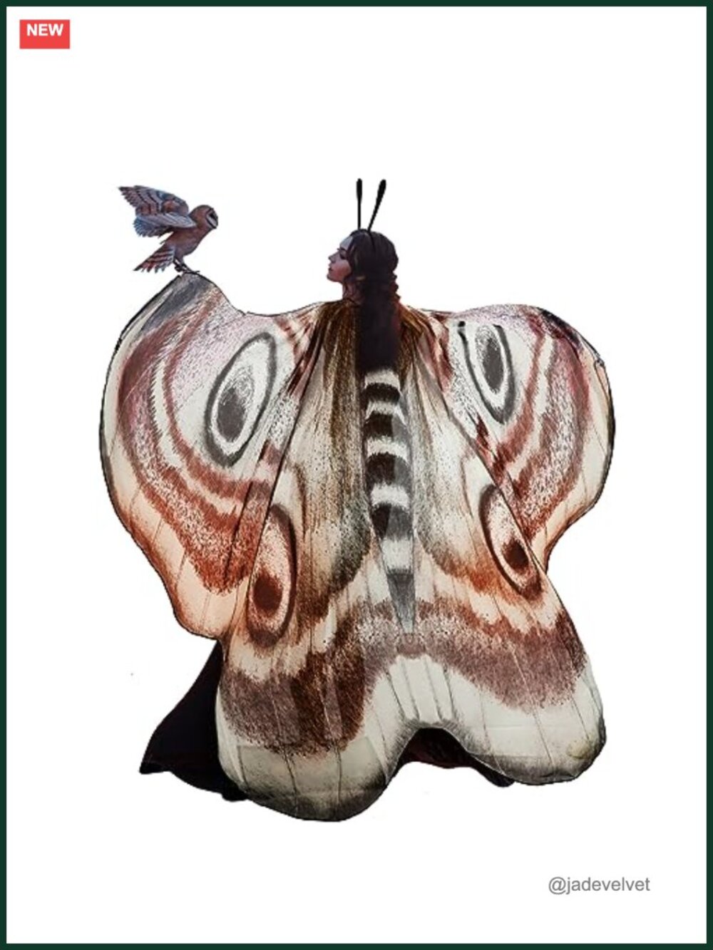 Halloween Moth Wings Cape Costume Set with Antenna Headband for Women